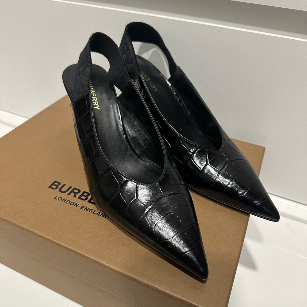 Burberry Black Malinda Slingback Heels